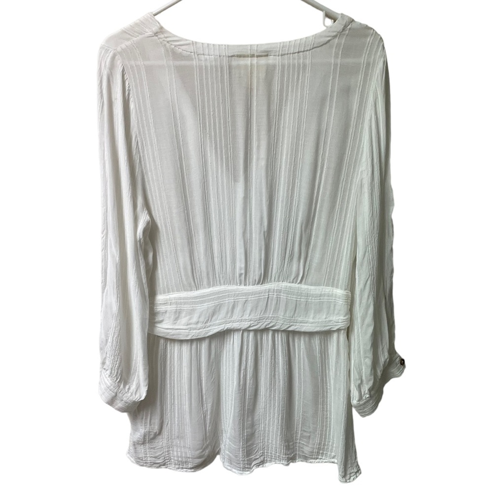 Anthropologie Maeve Isolode Waisted Sheer Rayon Button Front Blouse White SZ 14 - Picture 8 of 11